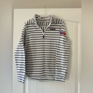 Vineyard Vines Navy Striped Quarter-Zip Pullover